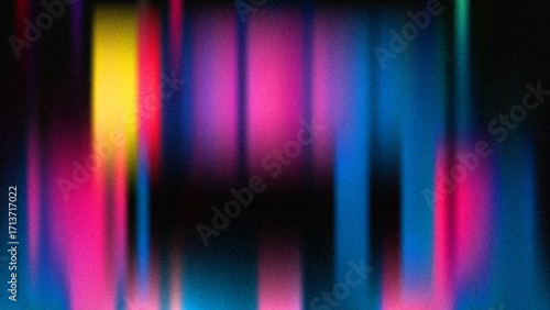 Abstract vibrant vertical streaks, blurred neon color gradient background with noise texture,  digital art, modern design.