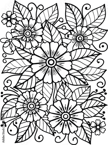 Flowers coloring pages for adults and kids 