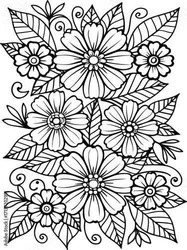 Flowers coloring pages for adults and kids 