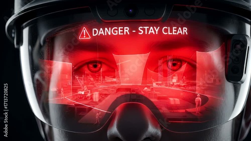 Augmented Reality Safety at Construction Site, Danger Alert with Futuristic Wearable Tech