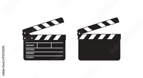 Two black and white clapperboards a symbol of filmmaking and cinema