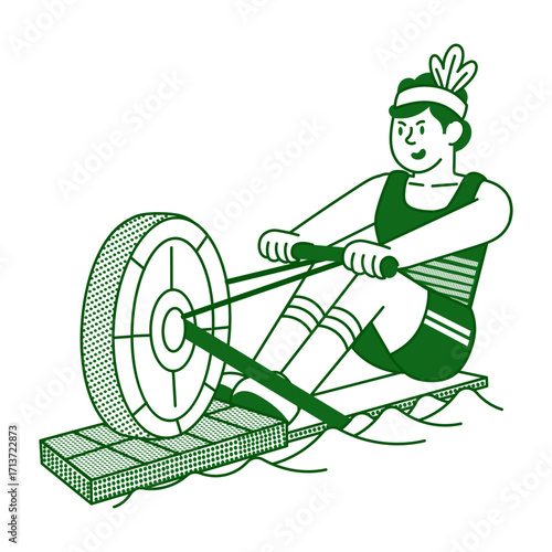 showiSketchy style illustration showing a character using erg machine ng 