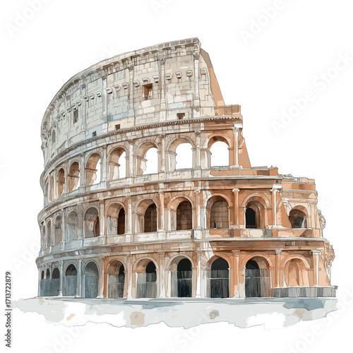 Colosseum. Colosseum watercolor vector illustration