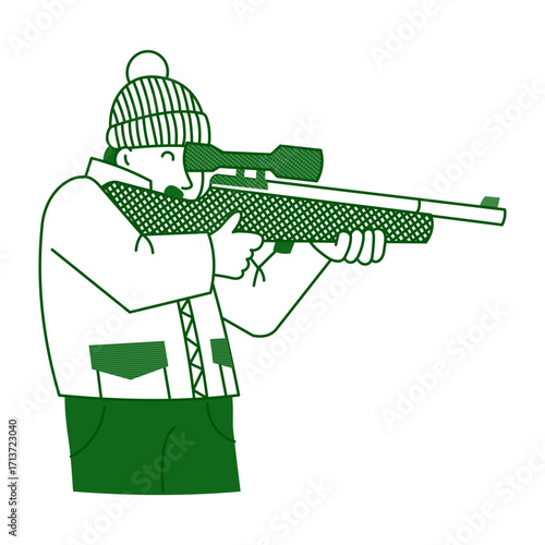 Sketchy style illustration showing a rifle shooting game 
