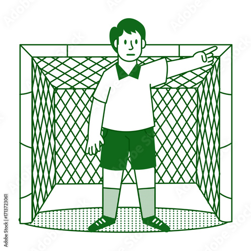 A doodle style illustration showing a game referee 
