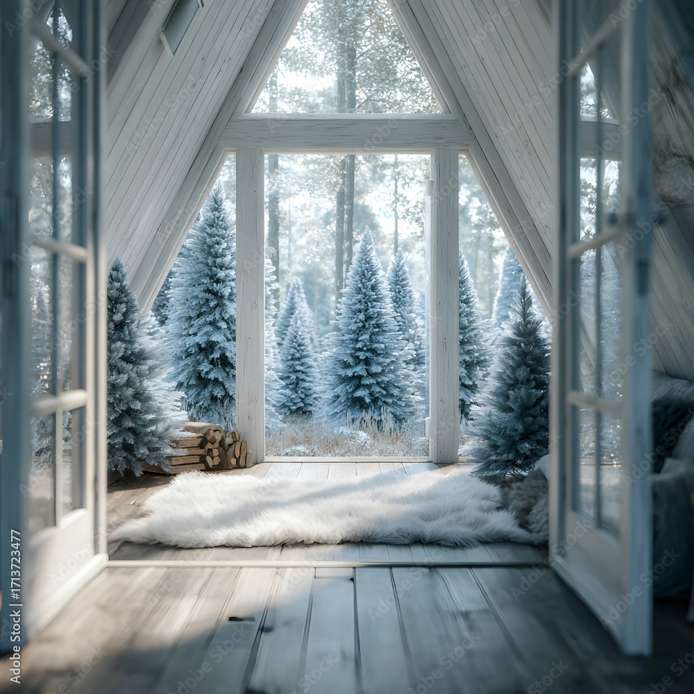 Fototapeta premium BAITA DI MONTAGNA BIANCA A NATALE - 1