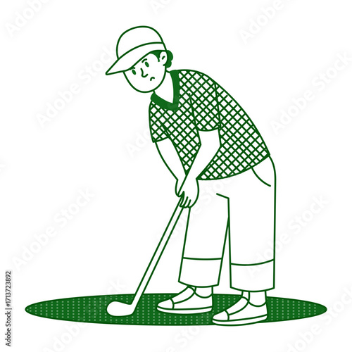  Sketchy style illustration showing a golf player 