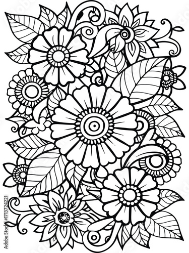 Flowers coloring pages for adults and kids 