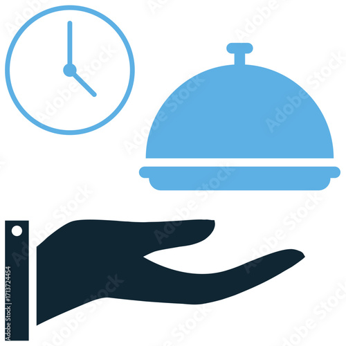 Waiting food serve icon vector. Ideal for restaurants, delivery, and food service themes. A simple, clear symbol representing the act of waiting for food to be served.