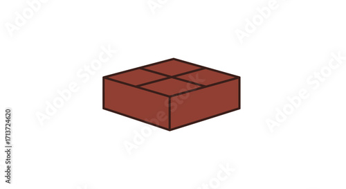 A simple vector illustration of a square block of brown chocolate divided into four smaller squares on a white background.