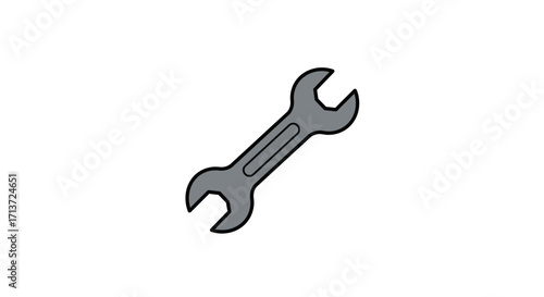 A simple gray double-ended open-end wrench, a common hand tool for tightening and loosening nuts and bolts, set against a plain white background.