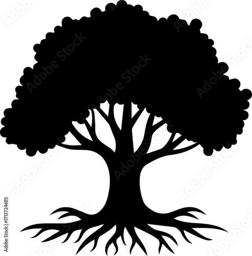 Elegant silhouette of a majestic tree, symbolizing growth, strength, and nature's beauty for designs