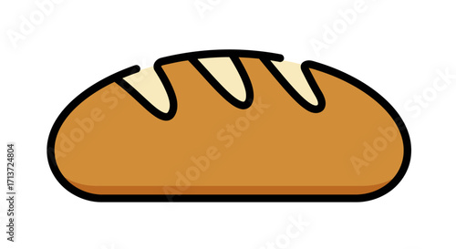 Cartoon loaf of bread with a golden crust and three white ridges on top.
