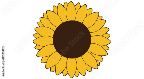 A vibrant yellow sunflower illustration with a dark brown center