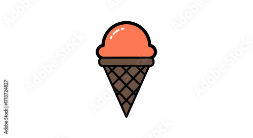 A single scoop of ice cream in a cone.