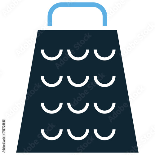 Grater icon vector. Perfect for kitchen, food preparation, and culinary themes. A simple, clear symbol representing a common tool used for grating cheese or vegetables.