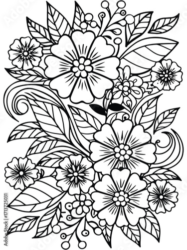 Flowers coloring pages for adults and kids 