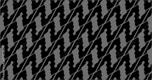 Black and gray houndstooth style pattern with bold diagonal arrangement for modern decoration.