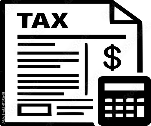 Tax Document Icon Vector Illustration. Concept of Tax Form, Tax Bill, Tax Return symbol in Outline and Filled