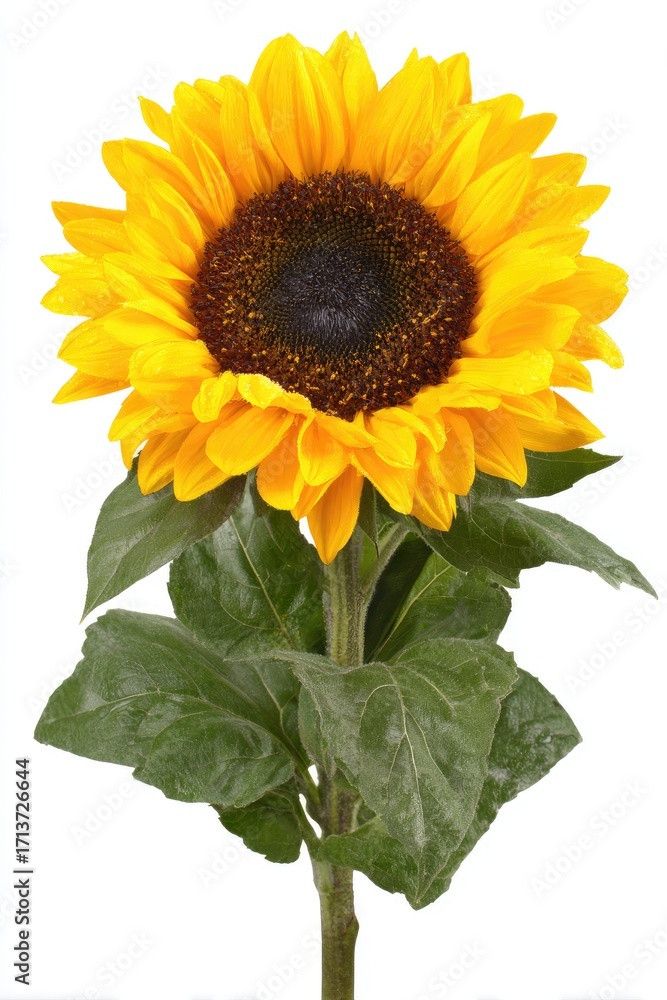 Obraz premium Vibrant sunflower against white background (1)