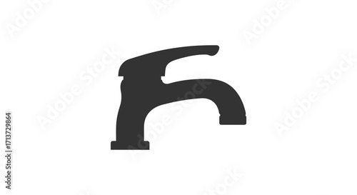 Simple black silhouette of a modern bathroom faucet isolated on white