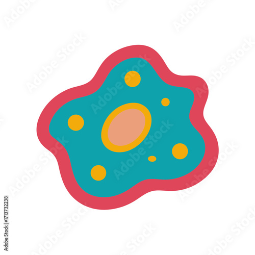 Endoplasmic reticulum illustration with nucleus and vacuoles on transparent background
