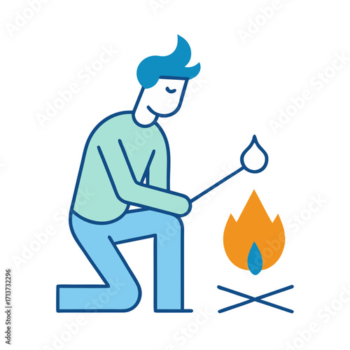 Person roasting a marshmallow over a campfire