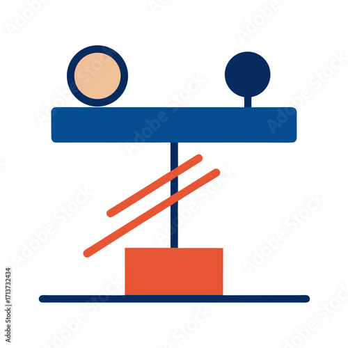Friction force illustration flat style and rectangles in blue and orange