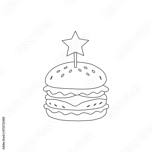 doodle burger pattern background. doodle fast food burger seamless pattern background. seamless pattern of hamburger in doodle style. Seamless Pattern of a Cheese Burger. Burger with stick. 