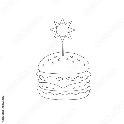 doodle burger pattern background. doodle fast food burger seamless pattern background. seamless pattern of hamburger in doodle style. Seamless Pattern of a Cheese Burger. Burger with stick. 