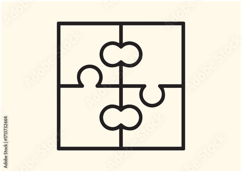Collaboration puzzle line art vector
