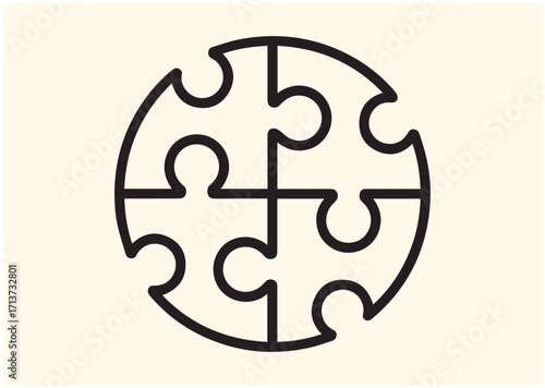 Collaboration puzzle line art vector