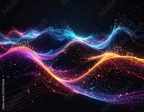 Wallpaper Mural Abstract digital waves of vibrant colors Torontodigital.ca