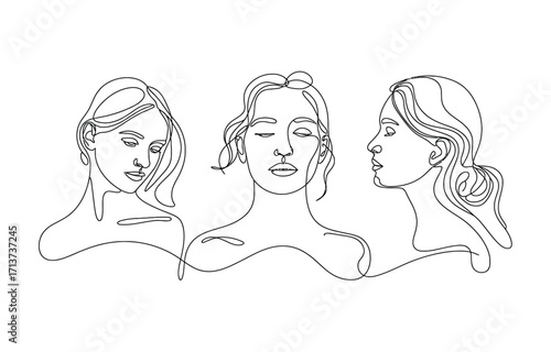 Artistic pencil sketch portraits of a woman's head from multiple angles and expressions vector