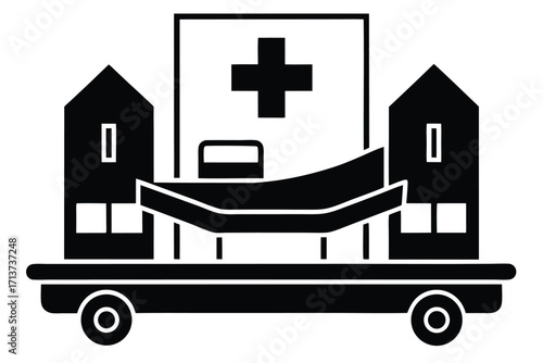 critical care unit silhouette vector icon