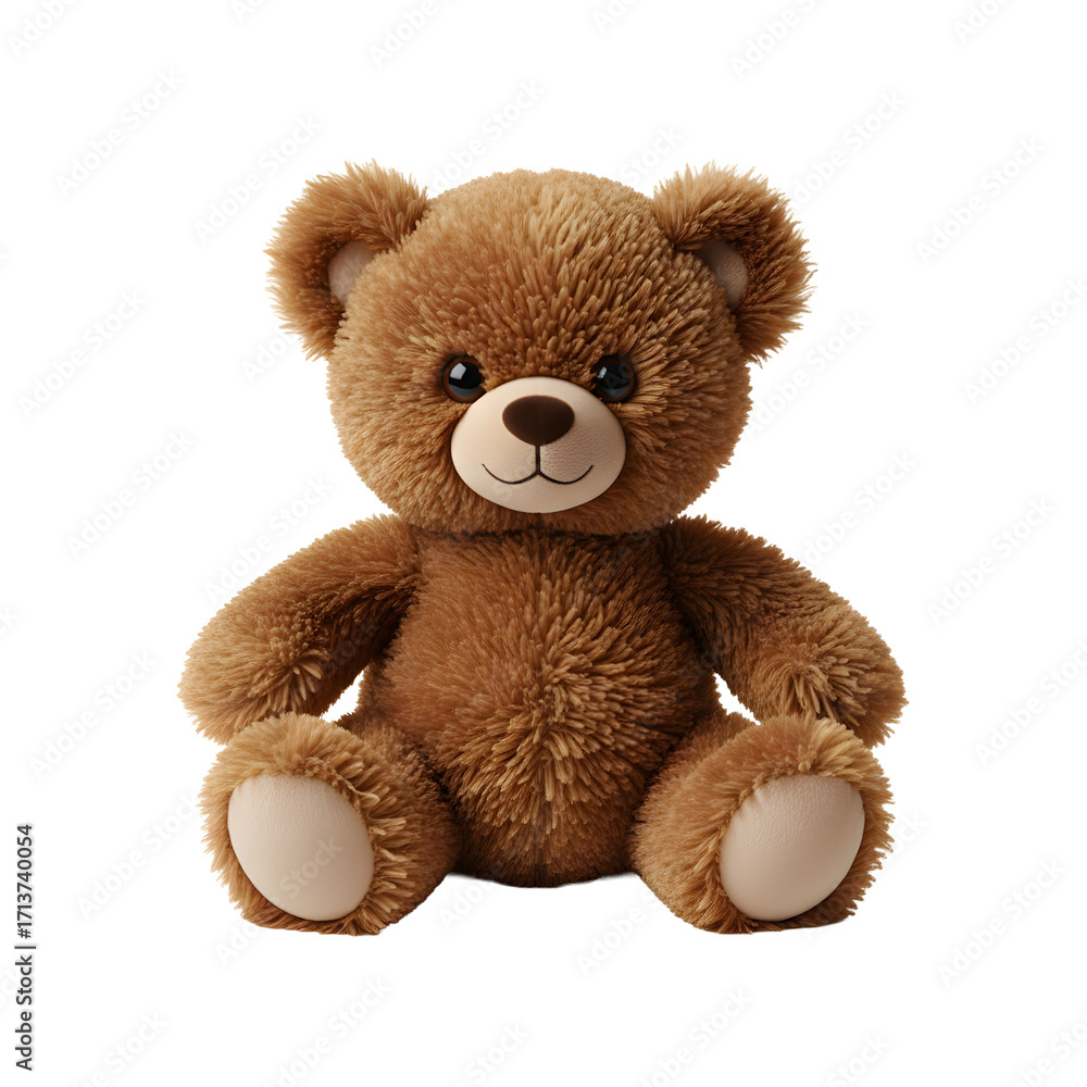 Obraz premium Brown Plush Teddy Bear on White Background