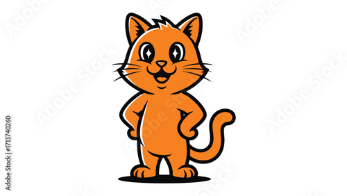 Happy Orange Cat Mascot: A vibrant orange cat, exuding warmth and playfulness, embodies joy and cheerfulness, a symbol of feline delight.