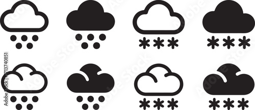 weather, icon, cloud, rain, snow, precipitation, storm, forecast, symbol, meteorological, climate, temperature, cold, wet, winter, summer, graphic, design, vector, illustration, set, collection, black