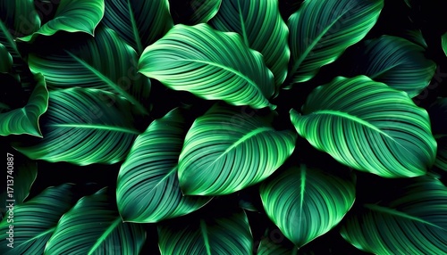 Wallpaper Mural Lush Green Leaves Texture Background Tropical Foliage Close Up Torontodigital.ca