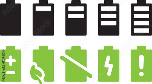 battery, level, icons, vector, design, illustration