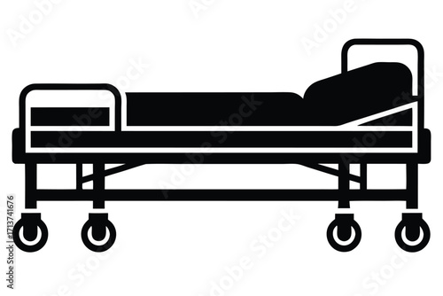 intensive care bed silhouette vector icon