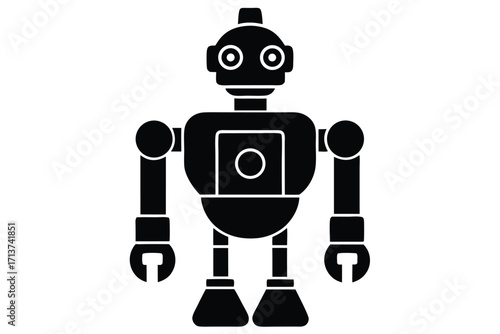 laboratory robot silhouette vector icon