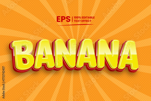 Banana Text in Bold Comic Style on Orange Retro Background