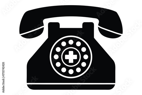 medical phone call silhouette vector icon