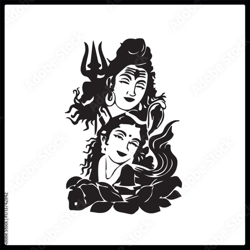 Lord Shiva And Parvati VECTOR