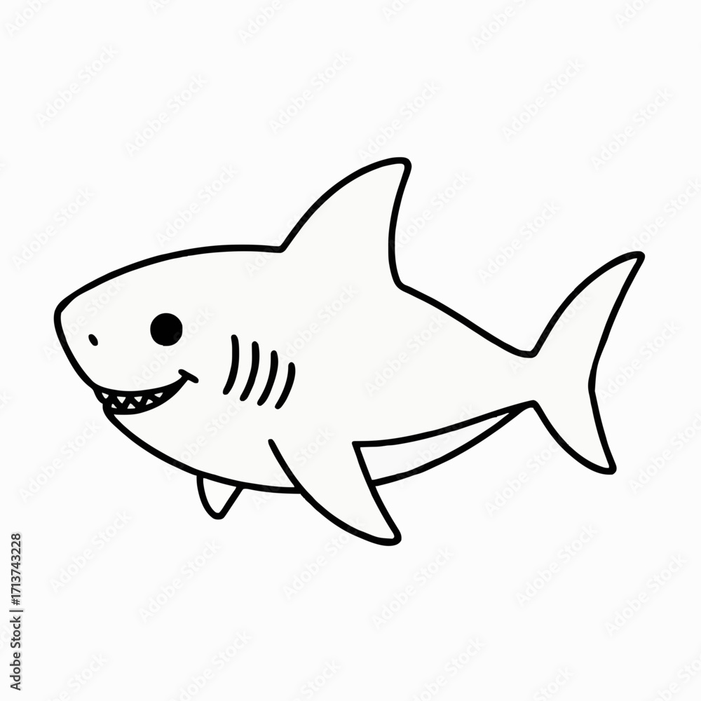 Fototapeta premium Cartoon shark illustration with a happy expression 