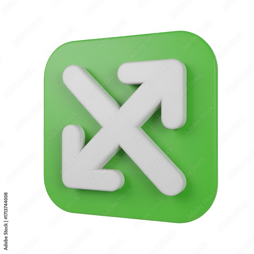 Fototapeta premium 3D White Arrows Icon on Green Square Background symbol