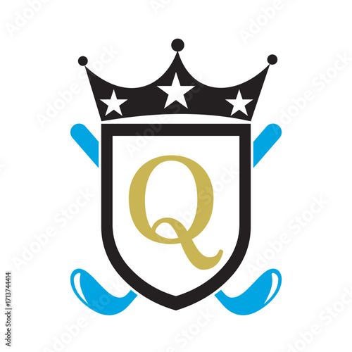 Golf Club Logo combine with letter Q vector template