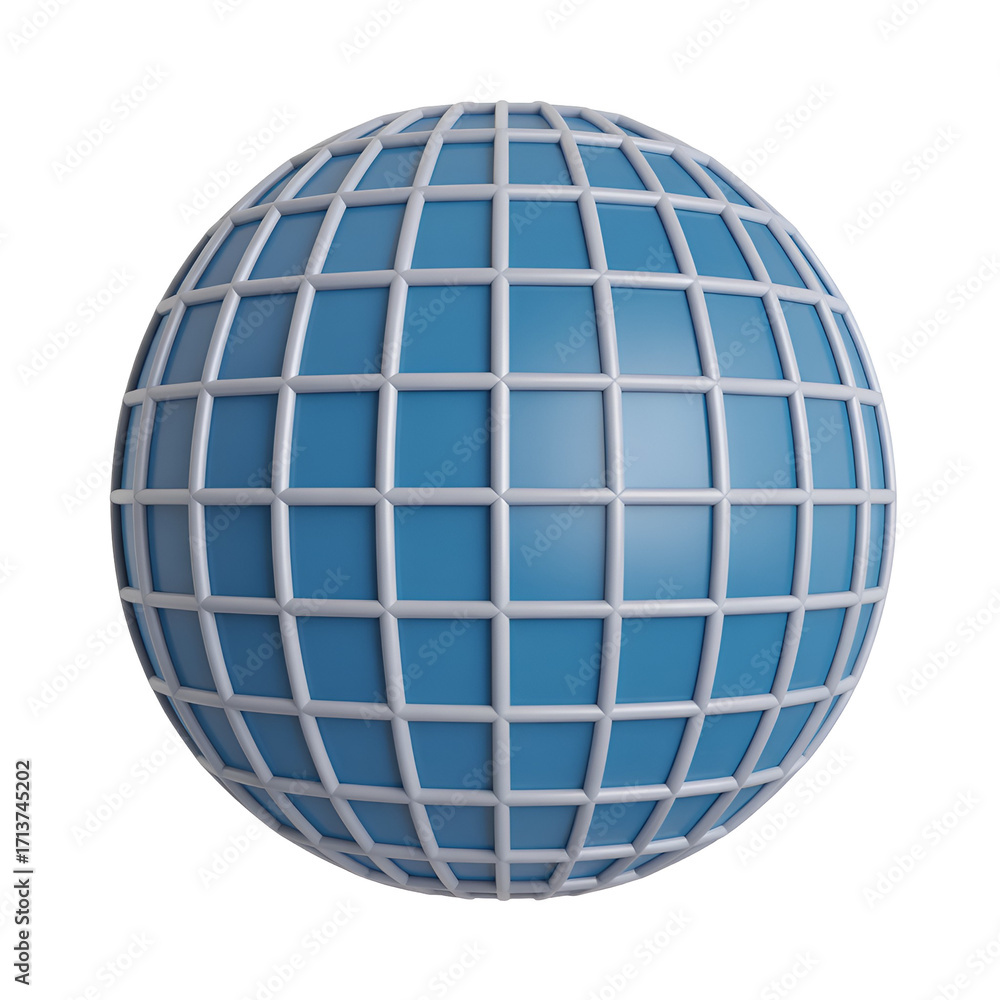 Obraz premium Blue Globe with White Grid Overlay Keywords: globe, sphere, world, earth, network, grid, lines