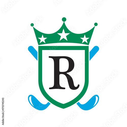 Golf Club Logo combine with letter R vector template
